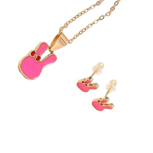 jiingekk エレガントなウサギの耳のジュエリーセット ネックレスとイヤリングアクセサリー パーティー用品や普段着に スタイリッシュなパーティージュエリー, One Size, 説明のとおり, 説明を参照してください。