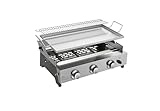 METRO PROFESSIONAL Barbecue a Gas Tornada con 3 Bruciatori, Piastra in Acciaio Inox 61.5 × 32 cm, 7.5 kW, Argento