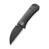 WeKnife Banter Wharncliffe Pocket Knife for EDC, Ben Petersen Folding Knife with 2.85' CPM S35VN Steel Blade Burlap Micarta Handle, Titanium Thumb Stud Opener WE19068J-1 (Black)