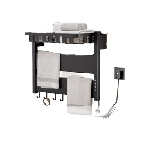 Toallero eléctrico con control de temperatura en acabado negro mate