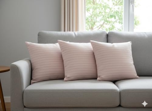 Image of Baby Pink Decorative Cushion Set of 2 | 16 x 16 Inch Soft Seating Accent for Sofa Chair | Elegant Home Furnishing Accessory for Living Room Bedroom Office Decor (Baby-Pink, 2)