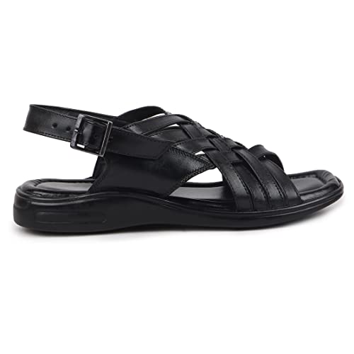 Image of FAUSTO Mens Leather Woven Sandals | Adjustable Buckle Closure | Ethnic Comfort Footwear For Daily Use, Office & Outdoor Wear | All-Day Comfort With Soft Insole