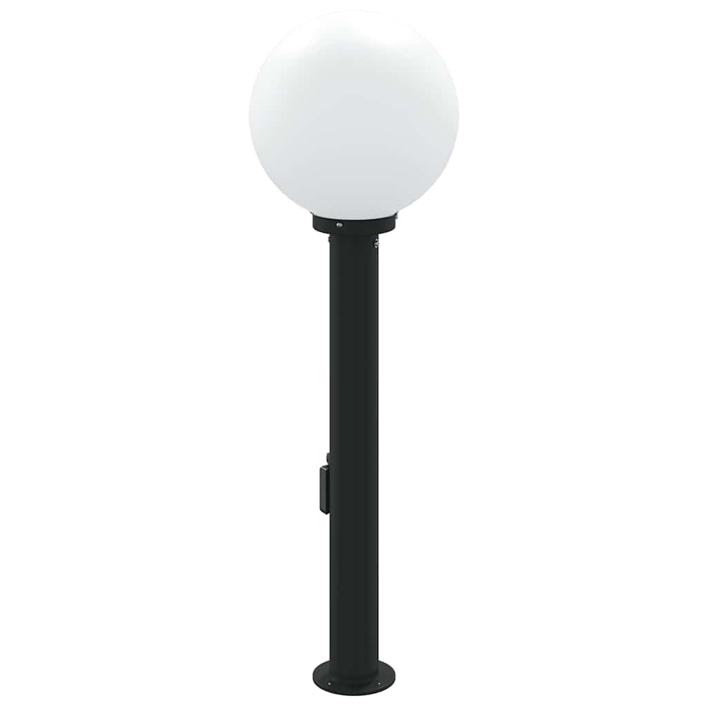 Lampa słupkowa z czujnikiem i gniazdkiem, 80 cm, czarna, stopień ochrony IP44, lampa zewnętrzna, 25 x 80 cm, zestaw 3 szt. z czujnikiem ruchu i dyfuzorem, do ogrodu, na taras, oświetlenie