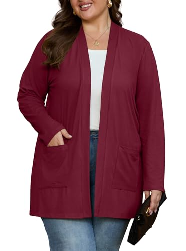 Image of OLRIK Plus Size Cardigan for Women 2026 Lightweight Open Front with Pockets