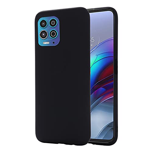 Cover per Motorola Edge G100 Custodia Silicone Liquido con Rivestimento in Tessuto microfibra Soft Touch per Edge G100-Nero