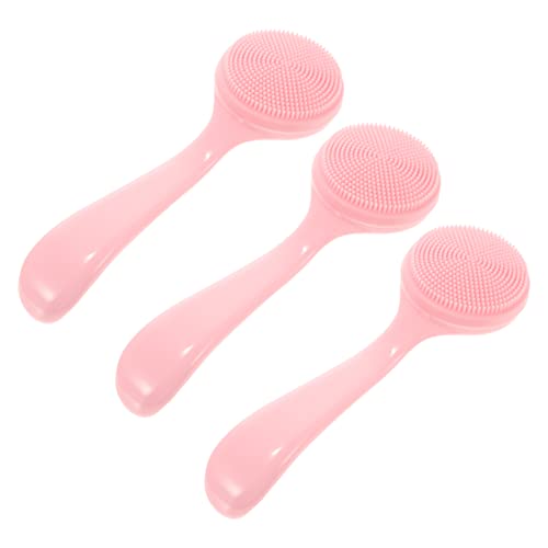 SHERCHPRY 3pcs Soft Silicone Face Brush for Women Gentle Cleansing Tool for Deep Pore Cleaning and Blackhead Prevention for Skin Care and Daily Use Pink