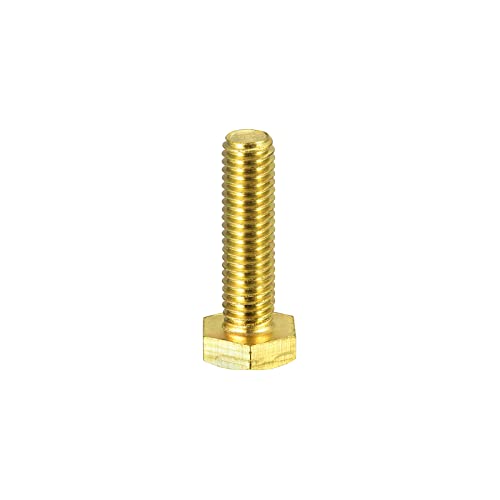 Image of uxcell Brass Hex Bolts, M8x30mm 1pcs Fully Thread Grade 4.8 Solid Brass Hexagon Head Bolt Machine Screws for Machinery