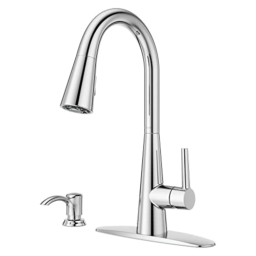 Pfister-Barulli-Kitchen-Faucet-with-Pull-Down-Sprayer-and-Soap-Dispenser-Single-Handle-High-Arc-Polished-Chrome-Finish-F5297BARC Pfister Barulli Kitchen Faucet with Pull Down Sprayer and Soap Dispenser Single Handle High Arc Polished Chrome Finish F5297BARC