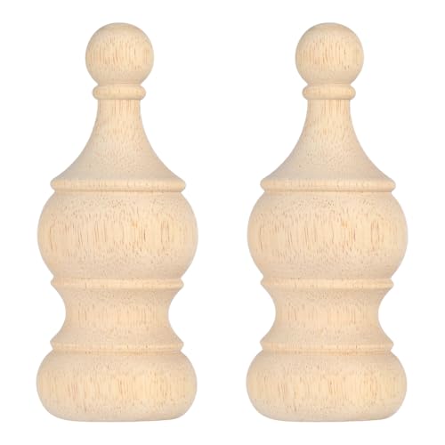 2 PCS Decorative Wood Finials, 5.9 x 2.4 Inches for Bed Post Finials Curtain Rod Staircases DIY Crafts Unfinished Wooden Finials for Indoor Use Home Decoration