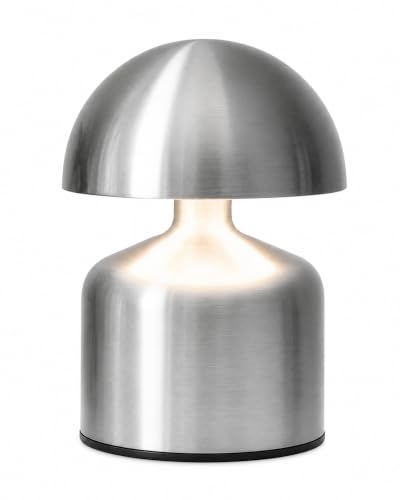 Image of Homesake Table Lamp Portable Lamps for Bedroom, Night Lamp, Table Lamp for Bedroom & Living Room, Bedside Lamp, Dimming, 3 Colour Touch Control, Wireless Charging, Metal Mushroom, Nickel Gold