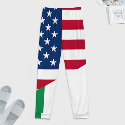 U.S. Italy Flag Men's Pajama Pants Soft Lounge Bottoms Lightweight Jogger for Sleeping4