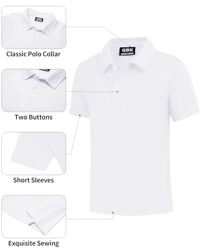 Image of QBK Boys' Pique Polo Kids School Uniform Short Sleeve Collared Golf Shirt | Toddler to Youth polo Shirt,Two-Buttons,Tagless,School,Athletic,Daily