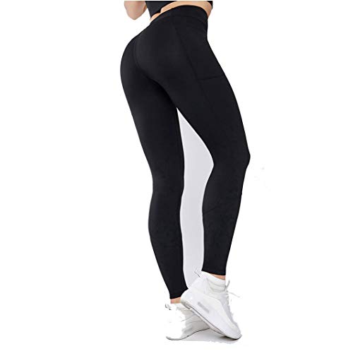 Legging de sport taille haute anti-glisse avec poches pratiques taille M