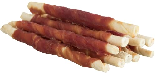 TRIXIE Denta Fun Rolls mit Ente - Hundesnack - Rinderhaut mit Entenfleisch ummantelt - Glutenfrei - 12 cm - 10 Rollen - 80 g