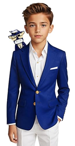Black n Bianco Boys' Golden Age Blazer Jacket with Brass Buttons Presented by The Black Ring Pirates (18, Navy Sea)