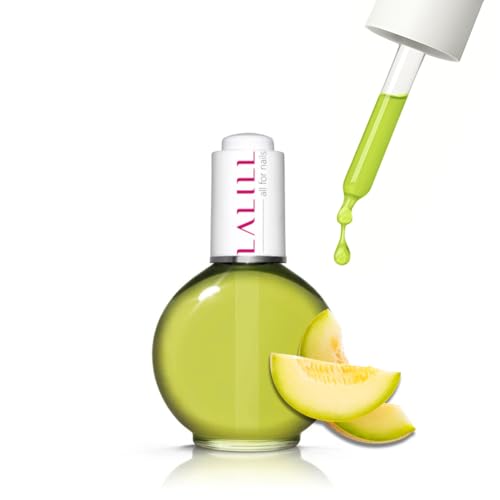 LALILL Aceite de Cuticulas y Uñas 75 ml - Vegano Cuidado con Aceite de Almendras Dulces y Melocotón - Tratamiento Reparador y Fortalecedor Con Pipeta - Aroma Melón - Uso Profesional y Doméstico