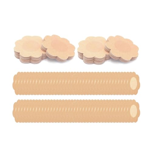 EwanS 100Pcs50 PairsDisposable Nipple Covers For Women Adhesive Satin Pasties No Show Petals Backless Dresses Breast Tape & Stickers Sensitive Skin - Neutral Color