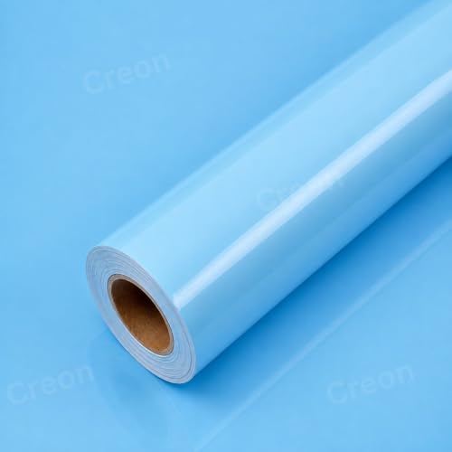 Image of Sky Blue Glossy Peel and Stick Wallpaper Self-Adhesive for Countertops, Kitchen, Cabinets, Waterproof, Removable, Easy to Apply, Decorative Vinyl (12 x 150 inch, Sky Blue Glossy)