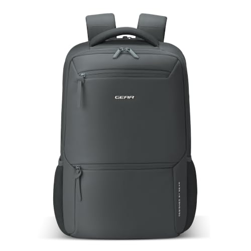 Image of Gear Armour 19 inch /28L Large Faux Leather Anti Theft Water Resistant Laptop Backpack with Raincover | Travel Backpack | Casual Backpack for men /women (Grey)