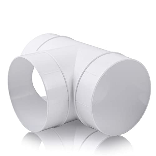 Prostko White Round Ducting T Piece Pipe - 125mm / 5'' inch - Extractor Fan Tee Connector.