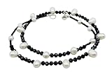 joyeria contemporanea danesa Joyas Minimalistas Collar de Plata 925 Perlas Blancas y Espinela Negra, Joyas Artesanales de Piedras Naturales, Estilo Contemporaneo, Regalo para Mujer