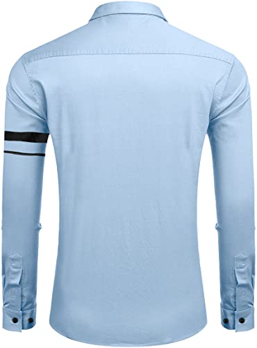 Image of Zombom Men Cotton Polyester Blend Regular Fit Striped Full Sleeve Casual Shirt