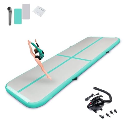 10ft Inflatable Gymnastics Tumbling Mat 4" Thick Air Tumble Track Gymnastics Training Mat with Electric Air Pump for Home Use/Tumble/Gym/Exercise/Training/Cheerleading/Yoga/Parkour/Beach/Park/Water