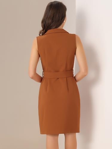 Image of Allegra K Womens Blazer Dress Sleeveless Button Down Business Work Dresses