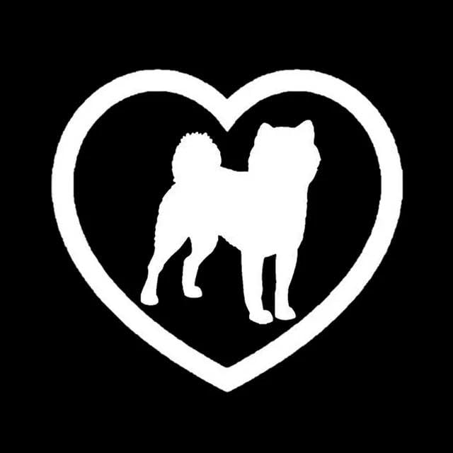 CHANYI 15,2 X 14 Cm Shiba Inu Hund Herz Auto Aufkleber Niedliche Tier Aufkleber Zubehör Auto Stoßstange Toilette Kühlschrank Motorrad Fahrrad Dekorativ