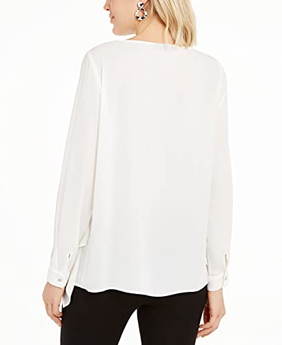 Alfani Womens Asymmetric Overlay Blouse Ivory Xl #TOP1