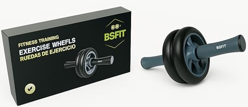 BSFIT Rodillo Abdominales/Rueda Abdominal para Musculación en Casa, Equipo Fitness Flexiones y Ejercicios de Fuerza, Perfecto para Gym y Deporte, Compatible con Kangoo Jumps y Máquinas Gimnasio Casa