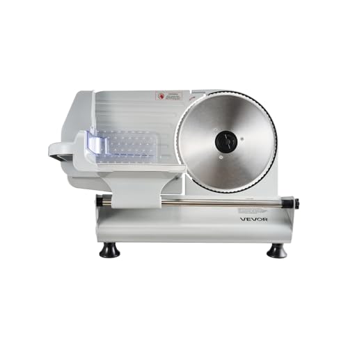 Image of VEVOR Meat Slicer, 8.6 inch 200W Electric Deli Slicer Machine with two SUS420 Blade, 0-0.6 inch Adjustable Thickness, ETL Certified Home Food-Slicer for Meat, Ham, Baguett, Steak