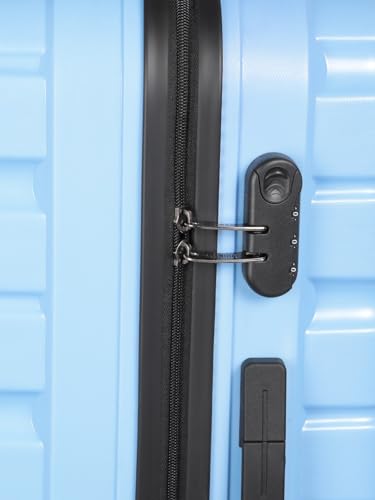 Image of Teakwood Unisex Trolley Bag for Travel, Hard Cabin Trolley Large Travel Suitcase Bag, Lock System 360 Degree 8 Rotating Wheels (55, 65 CM, Powder Blue)