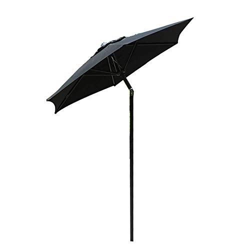 Sombrilla de terraza de 1.6M negra con manivela regulable para patio y piscina de jardín