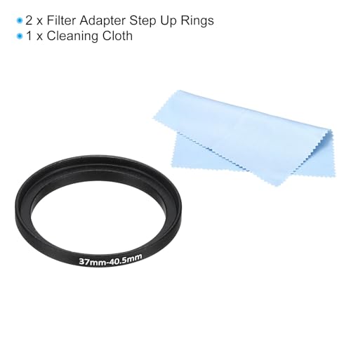 PATIKIL 37mm-40.5mm Metal Step Up Ring with Cleaning Cloth, 2 Pack Camera Lens Filter Adapter Ring Aluminum Filter Adapter Ring for Camera Lenses Hood, Black - Image 3