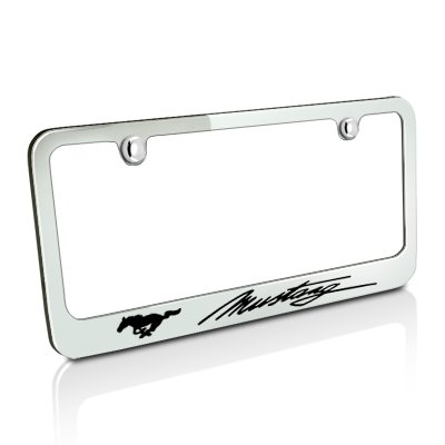 Ford Mustang Script Chrome Metal License Frame