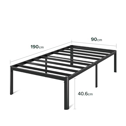 Image of Zinus Van Bed Base 90 x 190 cm with Metal Slats - Sturdy Steel Single Bed Frame - Height 41 cm for Storage - Easy Assembly - Black
