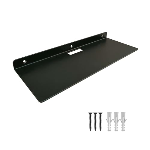 YUjieSTC 16 Inch Floating Shelves for Wall, Black Wall Mounted Small Shelves - Space-Saving Storage & Decor for Bathroom, Living Room, Bedroom, Kitchen,Outdoor Balcony,Terrace