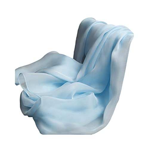 Écharpe en soie bleu ciel longue en mousseline de soie naturelle femme