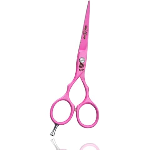 Wishbeauty Professional Sharp Left Hand Barber Scissors 5.5” Lefty Hair Cutting Scissors,Hairdresser Scissors Salon Haircut Scissors Hair Shears for Women Men (Pink 5.5" Lefty) Cover
