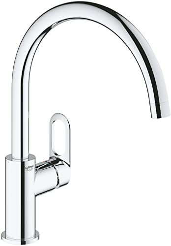 GROHE Robinet de cuisine évier Start Flow, bec en forme de U, pivotant à 360°, installation et nettoyage facile, Supersteel, 31555001 (Import Allemagne)