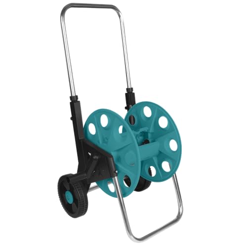 Sillar Schlauchwagen tragbare Schlauchtrommel für Gartenschlauch Schlauchaufroller mit Rollen Handkurbel und klappbarem Griff platzsparend ohne Schlauch bis 60 m 1/2 Zoll