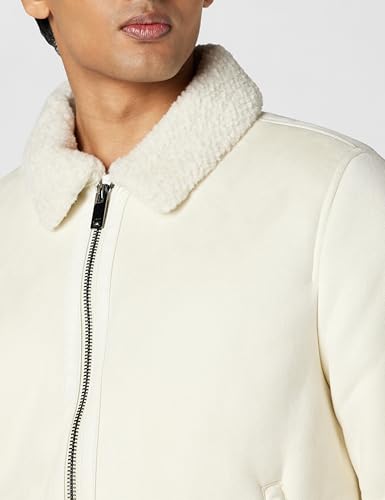 Image of DKNY Men's Faux Shearling Bomber Jacket With Faux Fur Collar