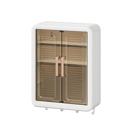 YNIYUJKL Armario De Pared para Baño, De Plástico Transparente, con 2 Puertas, De Pie Y Estante Ajustable, Mueble De Almacenamiento Liviano para Cocina, Baño, Dormitorio Y Sala De
