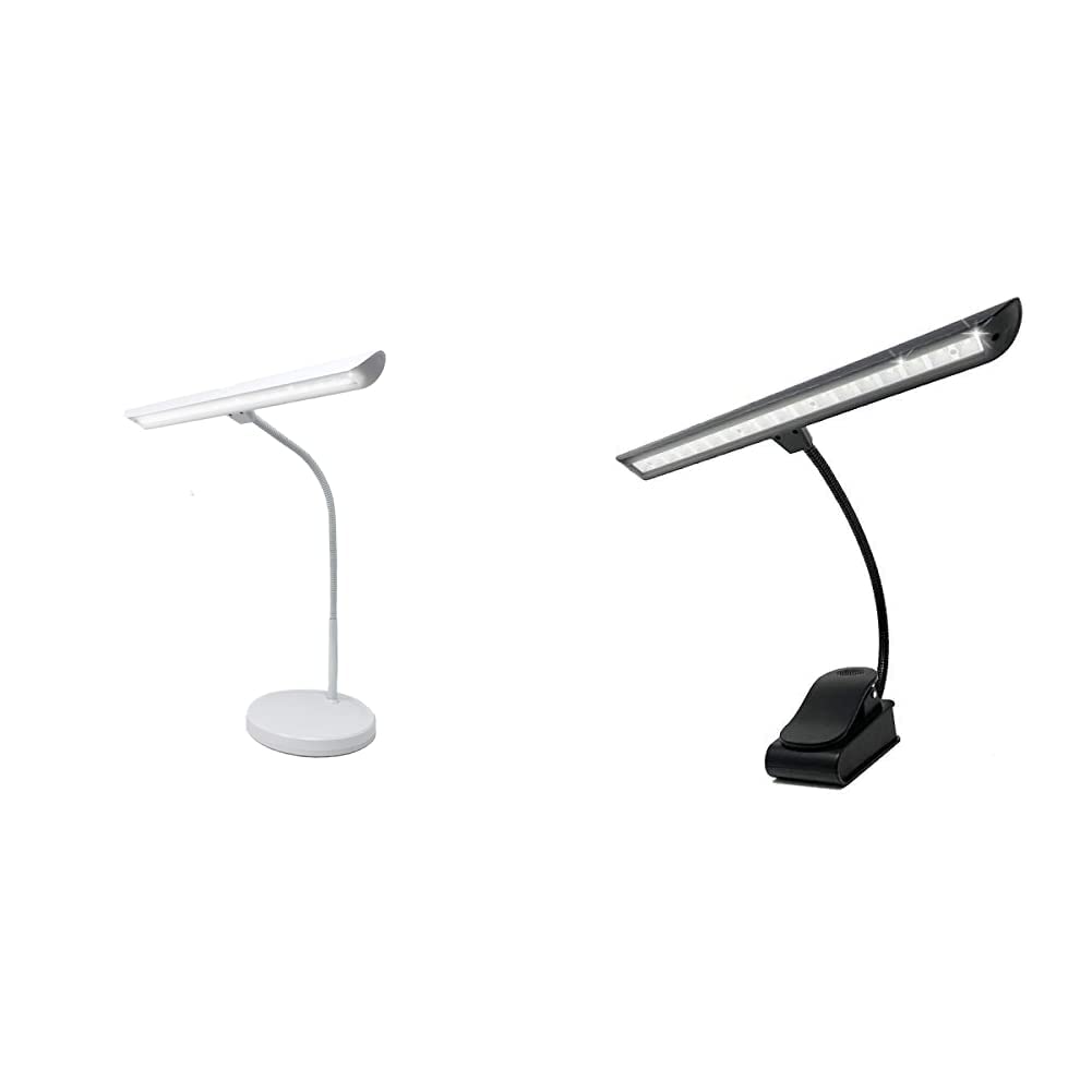 Infitronic IN18LEDKLW – 18 LEDs Klavierleuchte Klavierlampe (Weiß Variante) & IN18LEDNL - 18 LEDs Notenpultleuchte/Notenpultlampe/Klavierlampe/Leselampe/Dimmbar 2 Farbmodi Schwarz