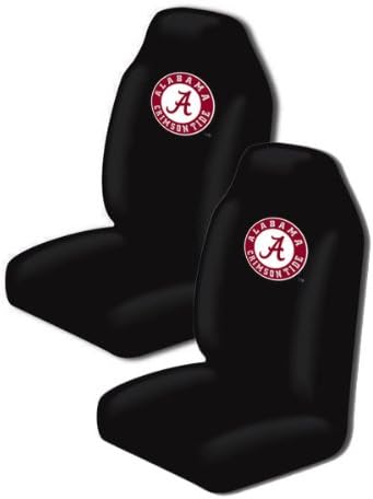 A set of 3 Piece Automotive Gift Set: 2 Front Seat Covers and 1 Wheel Cover - Alabama State Crimsontide