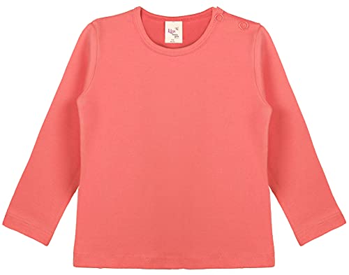Lilax Baby Girls  Basic Long Sleeve Round Neck T-Shirt 18-24 Months Coral