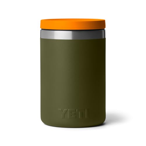 Image of YETI Rambler 16 oz Food Jar, Vacuum Insulated, Stainless Steel, With Airtight Lid, Olive /King Crab Orange
