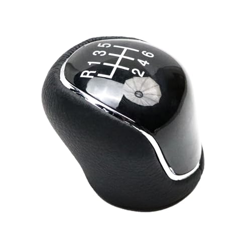 Luotahric Pommeau de levier de vitesse 6 vitesses avec marche arrière avec Ford C-Max Focus et Kuga avec applications chromées et poignée en cuir...