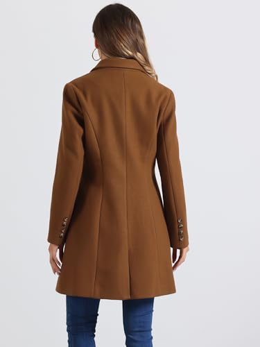 Image of Allegra K Womens Winter Elegant Pea Coat 2026 Single Breasted Long Overcoat | Notch Lapel Collar, Warm, Work Office Trench Coats,Outwear Outfit